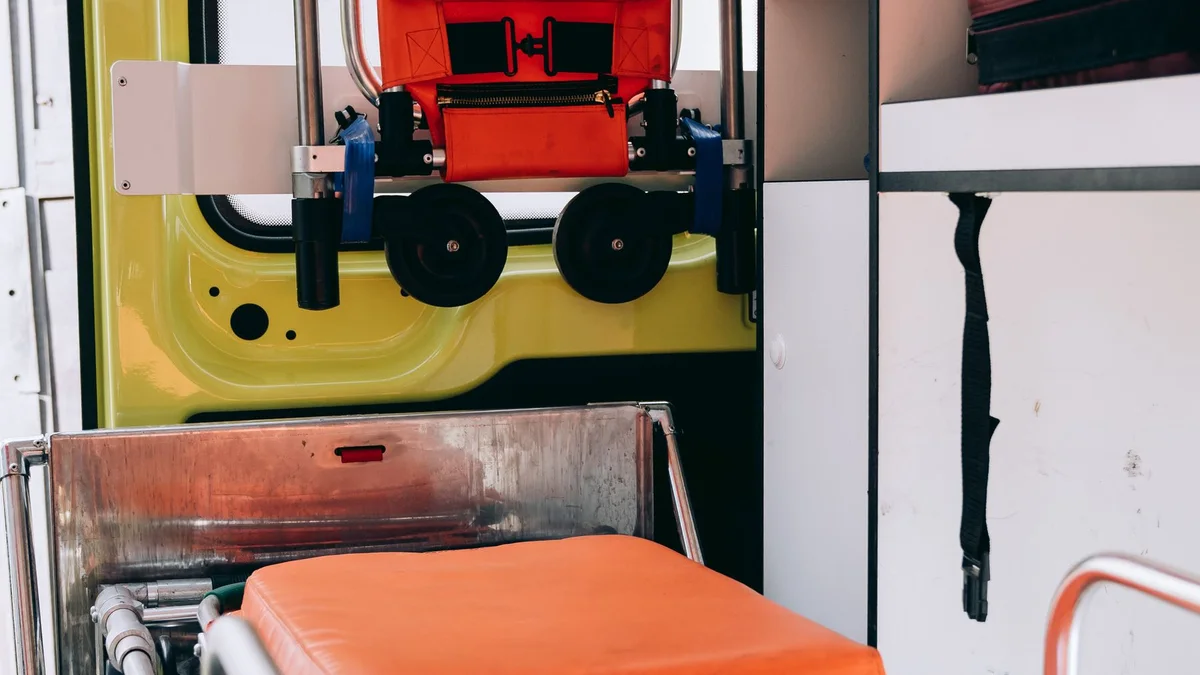 Ambulance interior ready for an emergency stroke response plan